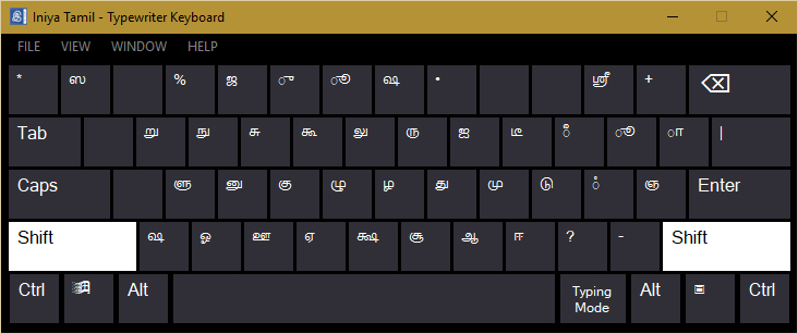 Typewriter Keyboard with Shift